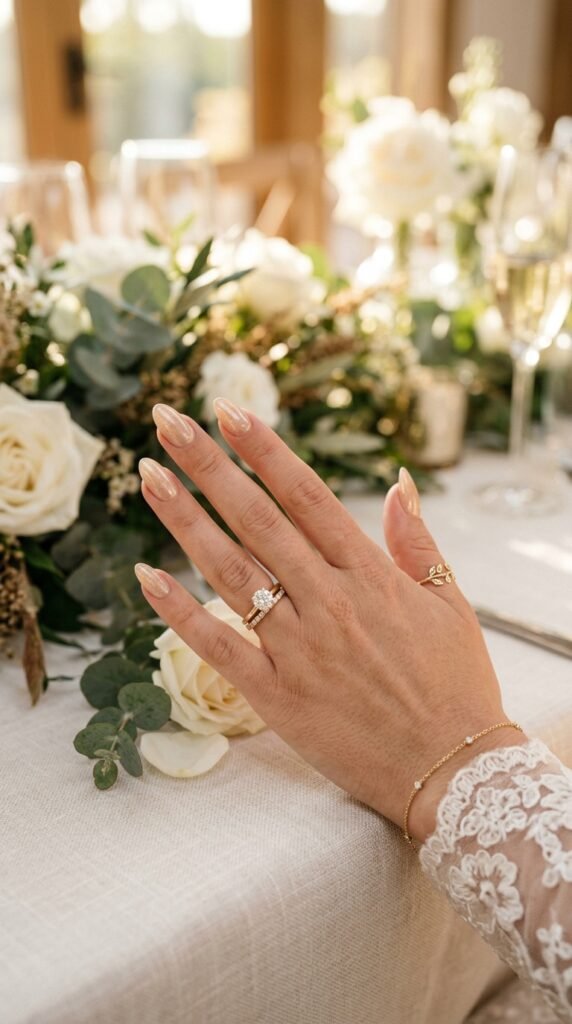 Champagne Gold Shimmer Nails