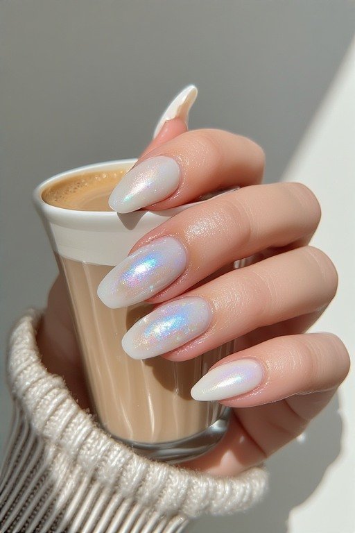 . Milky Glazed Donut Nails