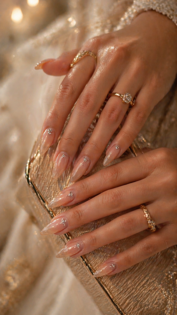 3. Nude Nails with Gold Foil Accents