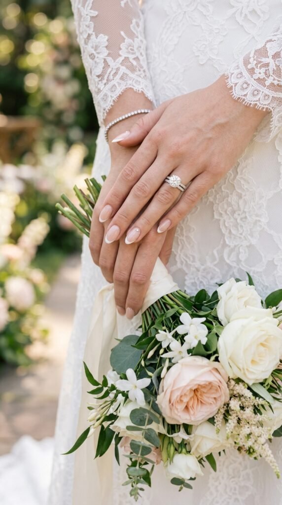 Pearl French Tip Wedding Nails