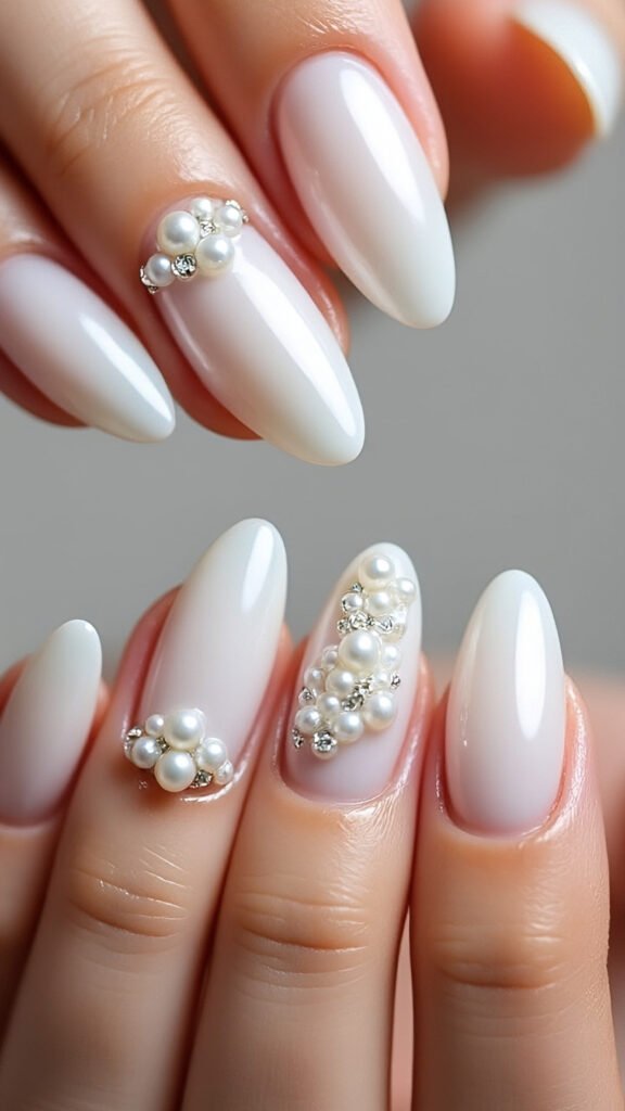3D Pearl Accent Nails Art