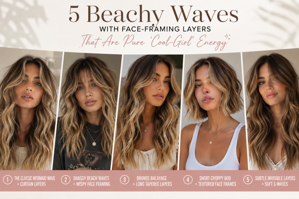 5 Beachy Waves with Face Framing Layers Hairstyle