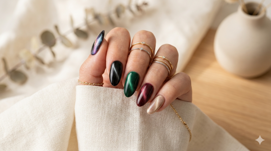 5 Cat Eye Magnetic Nails Art