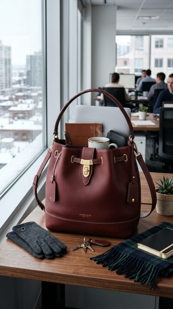 5.-The-Large-Structured-Winter-Bucket-Handbag-for-Work.

