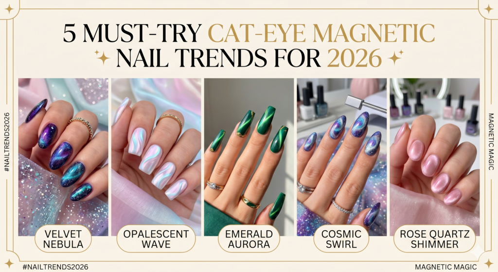 5Cat Eye Magnetic Nail Designs 