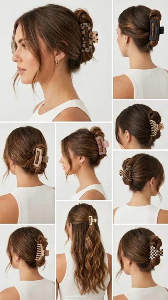 7 Messy Claw Clip Bun Hairstyles