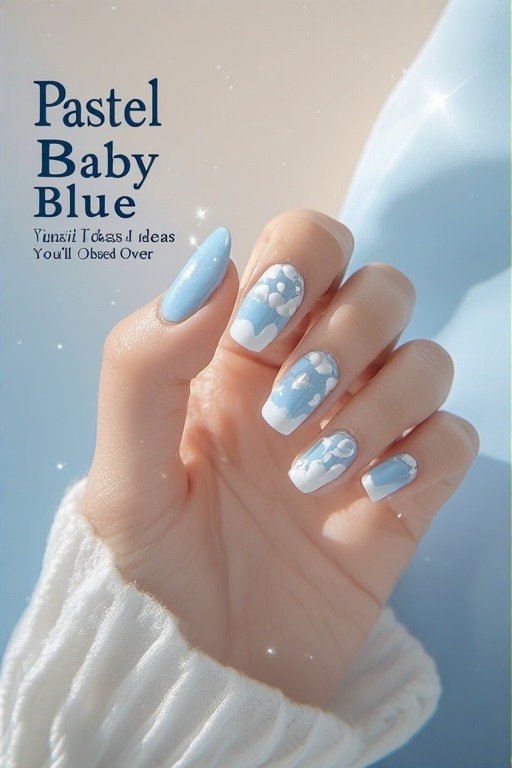Pastel Baby Blue Nails