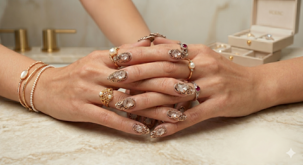 Antiqued Rose Gold Filigree Quartz 
