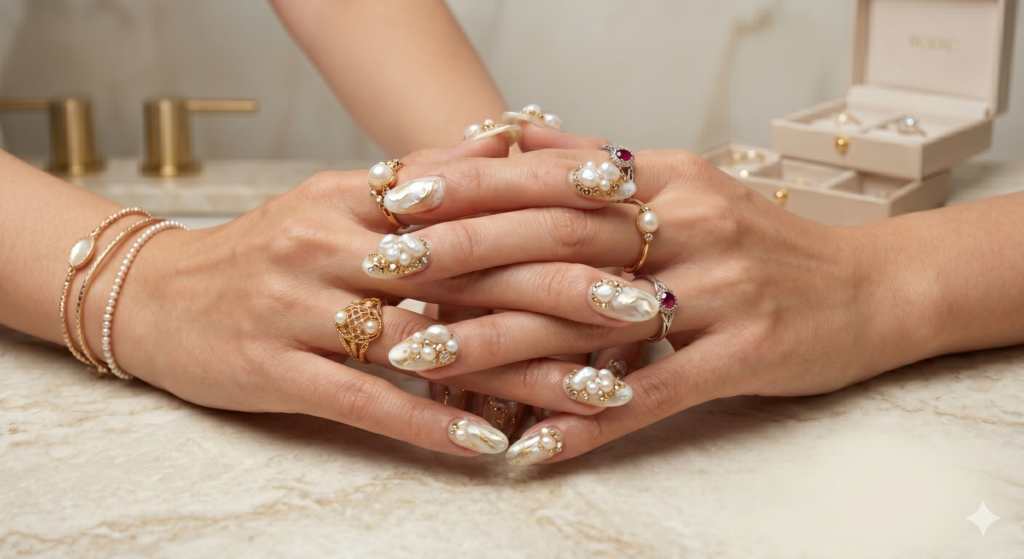 Baroque Pearl Micro Rhinestone Clusters 
