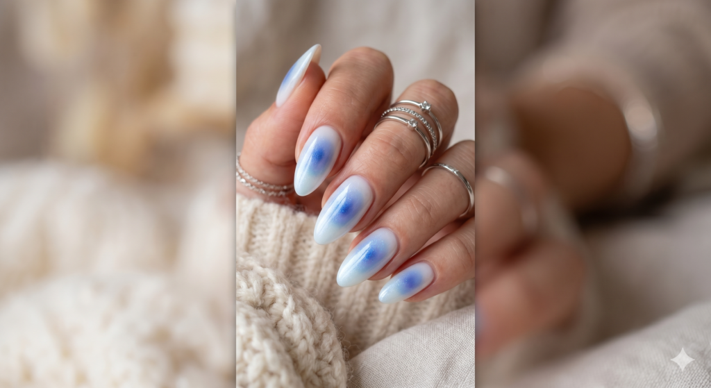 Blue Ice Aura Nails Art