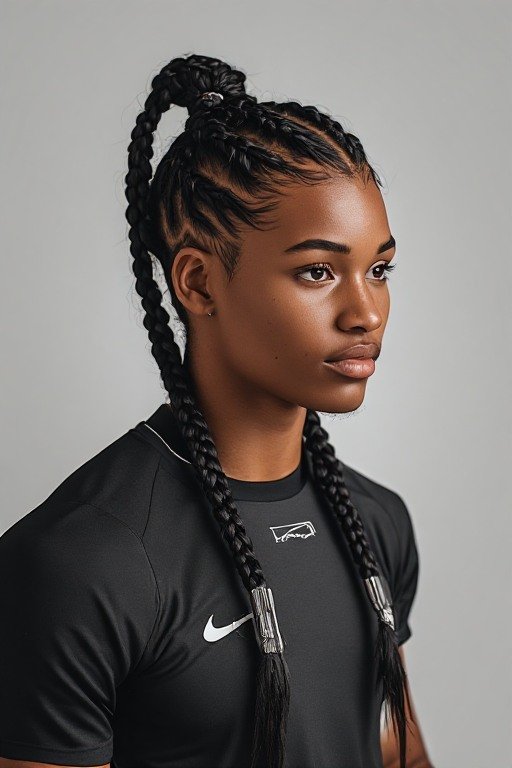 Boxer Braids Sporty Hairstyle