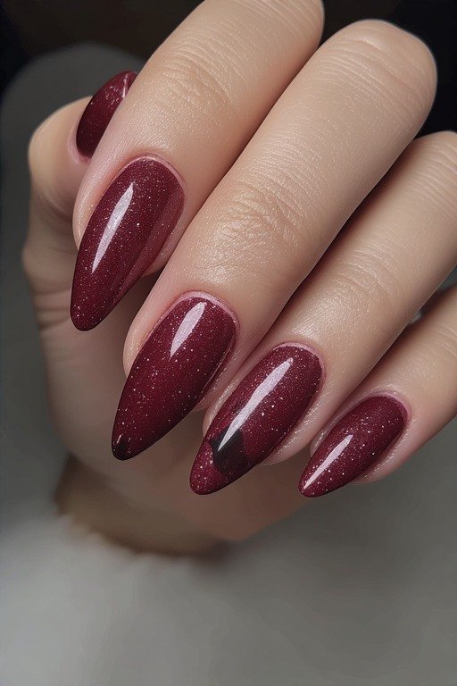 Burgundy Cat Eye Nails Art