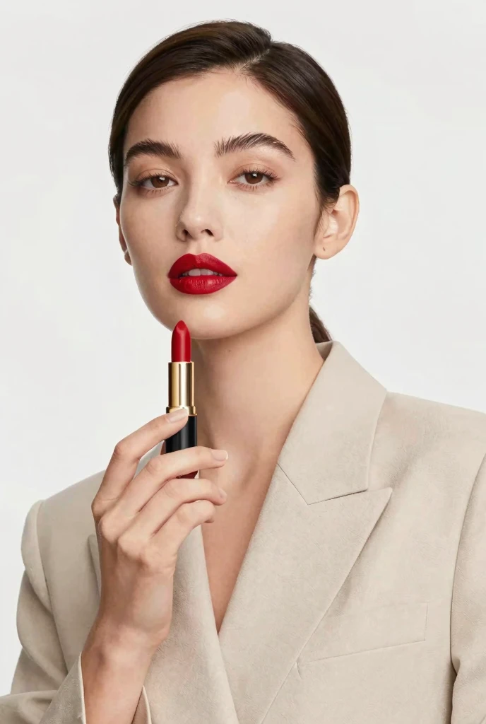 Cherry-Red-Lipstick-With-Neutral-Outfit.
