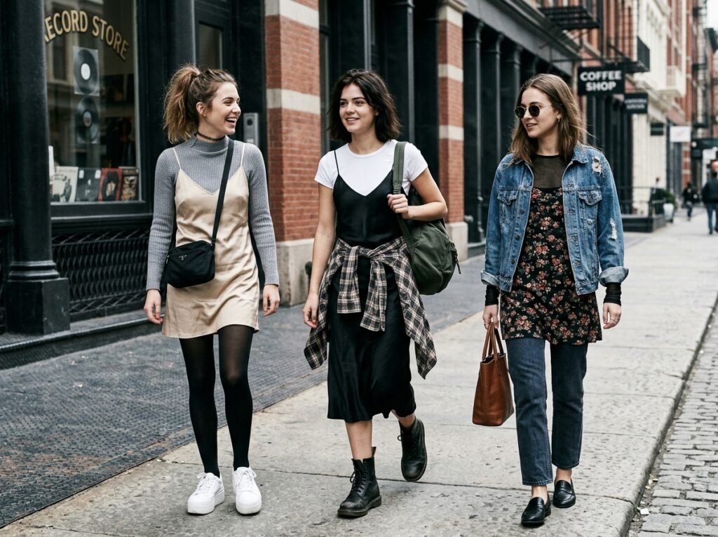 Chic 90s Slip Dress Outfits