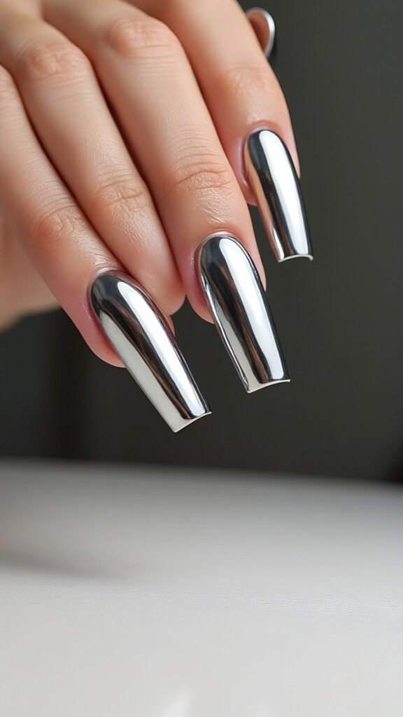 Chrome Coffin Nails Art