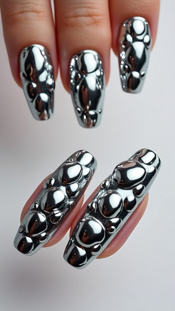 
Chrome Jelly Bubble Nails Art