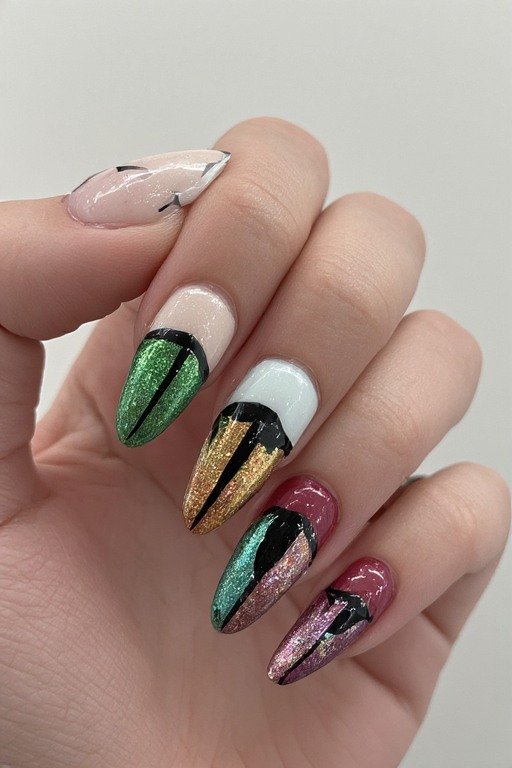 Classic Black Cat Eye Nails Art