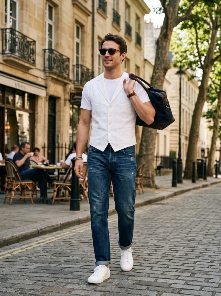 Classic-White-Waistcoats-Outfit-With-Jeans.