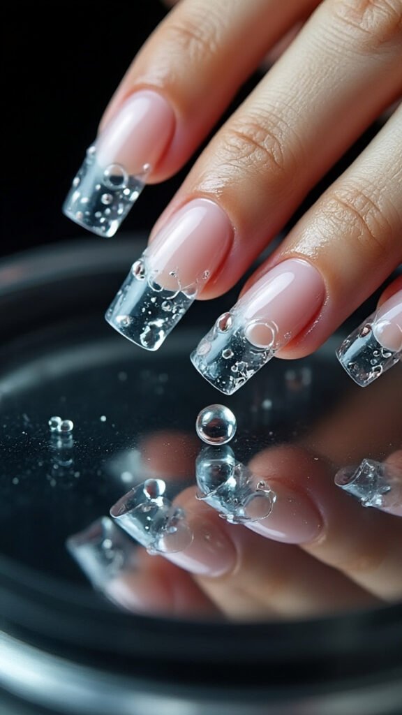 
Clear Jelly Bubble Nails Art