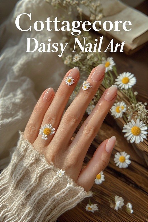 Cottagecore Daisy Nail Art