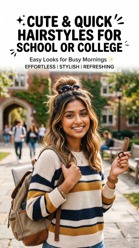 Cute Quick Hairstyle For School or College girls