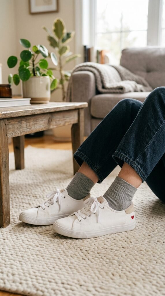 Cute White Casual Sneakers