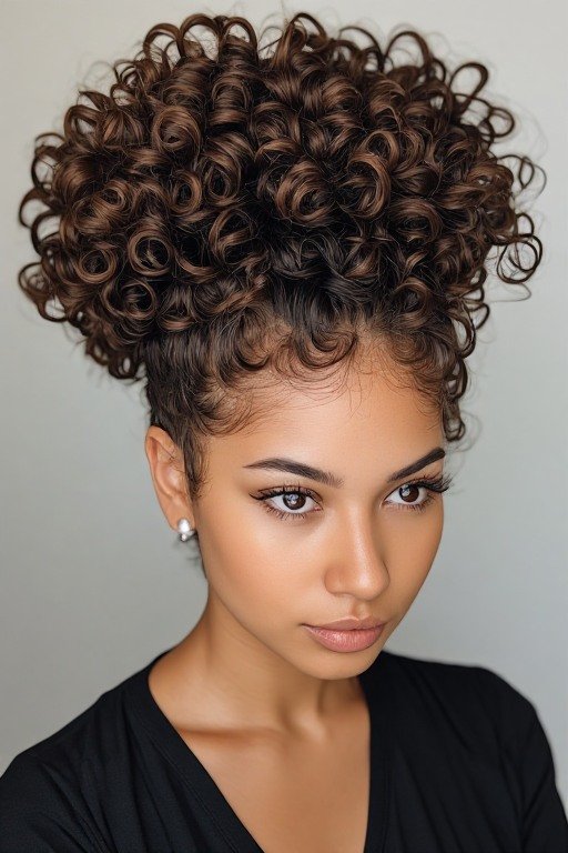 Defined Curly Puff Hairstyle
