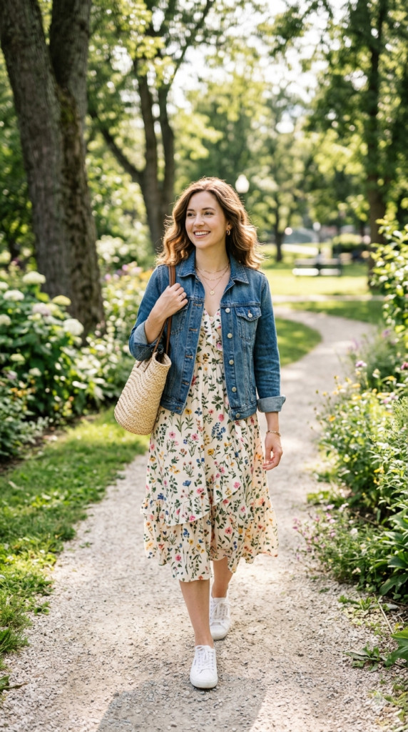 Denim-Jacket-Floral-Dress-
