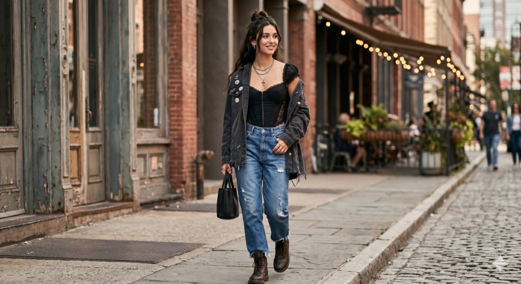 Edgy Romance The Corset Top Relaxed Denim 