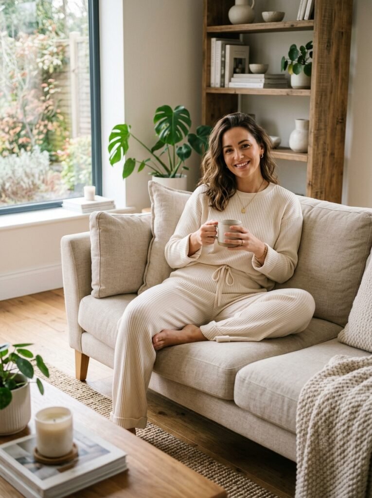 Elegant Ribbed Lounge Set for Modern Women