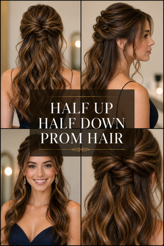 Elegant prom hairstyle inspiration collage