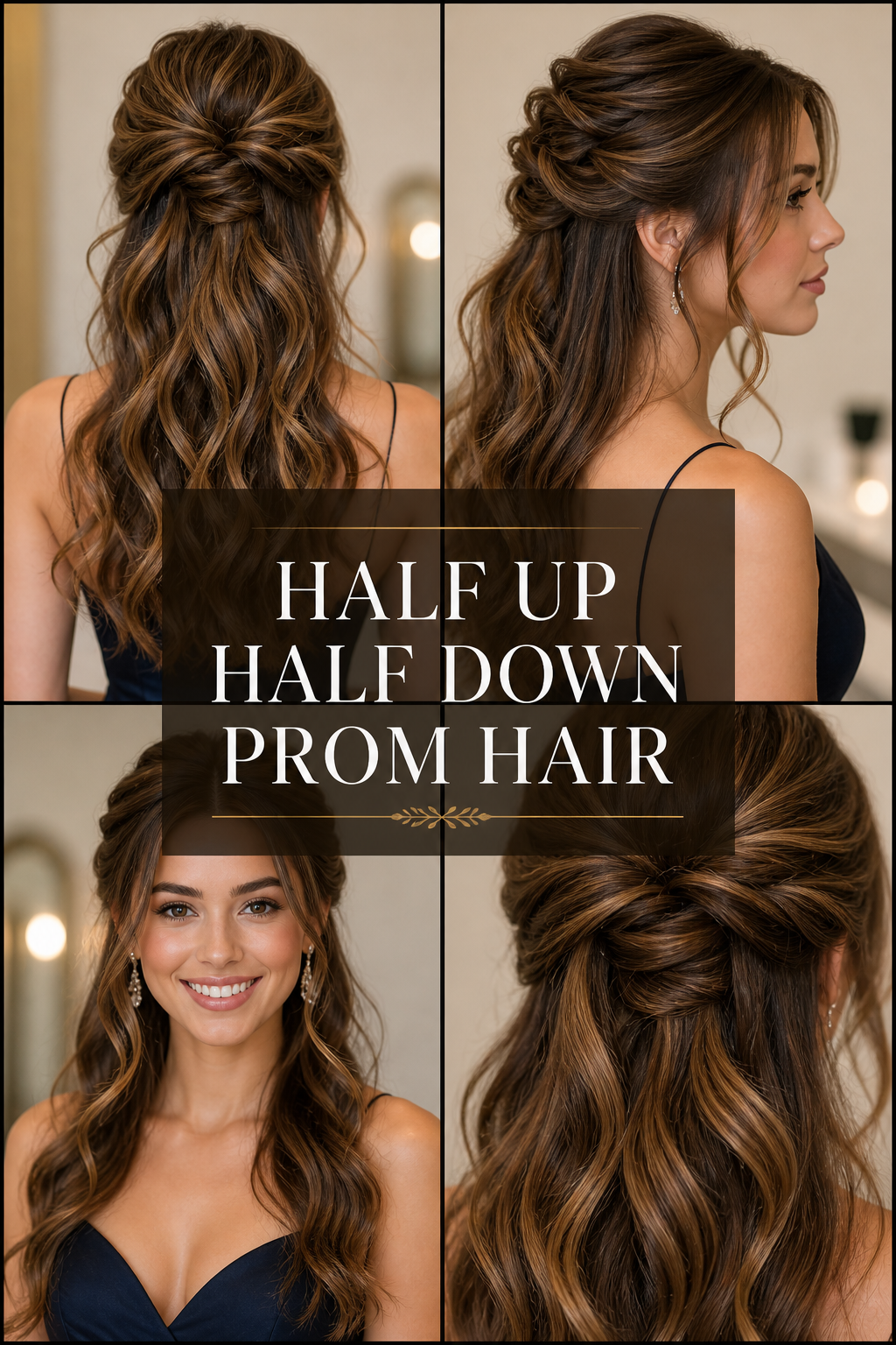 Elegant prom hairstyle inspiration collage