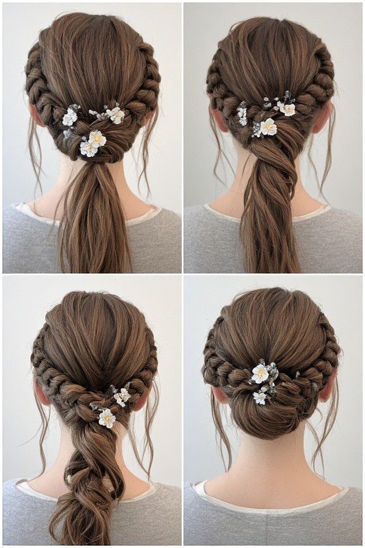 Floral Braided Ponytail Hairstyle