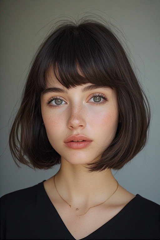 French Inspired Jaw Bob Hairstyle