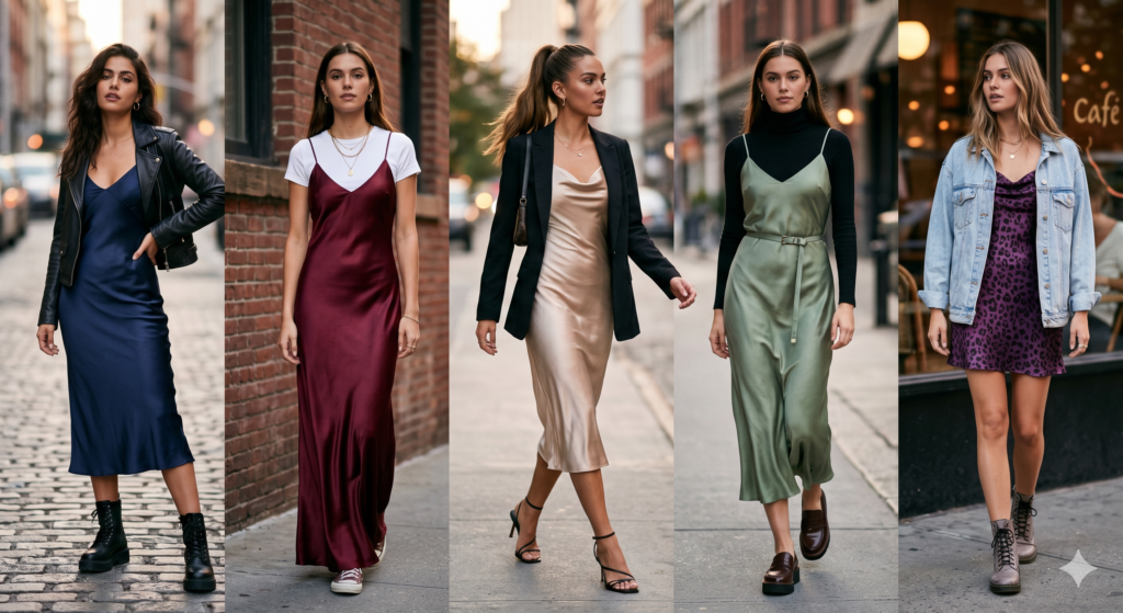 5 Satin Slip Dress Outfits Bringing Back Peak ’90s Supermodel Energy