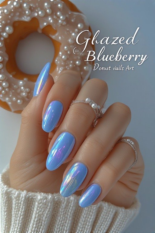 Glazed Blueberry Donut Nails Art.j