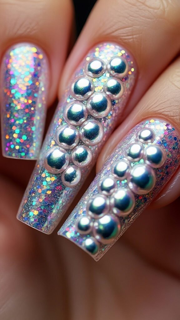 Glitter Jelly Bubble Nails Art