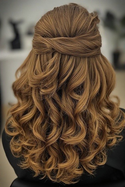 Half Up Soft Curls with Volume