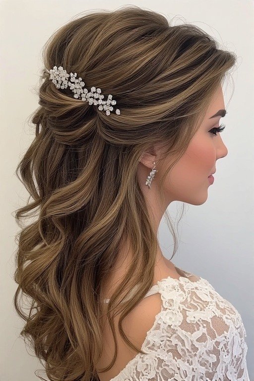 
Half Up with Face Framing Layer hairstyle