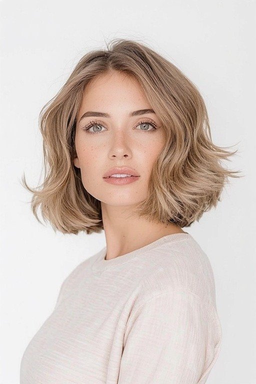 Jaw Length Bob with Soft Waves hairstyle
