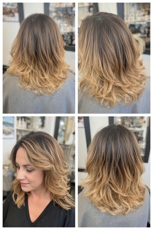 Layered Beach Blowout with Soft hairstyle