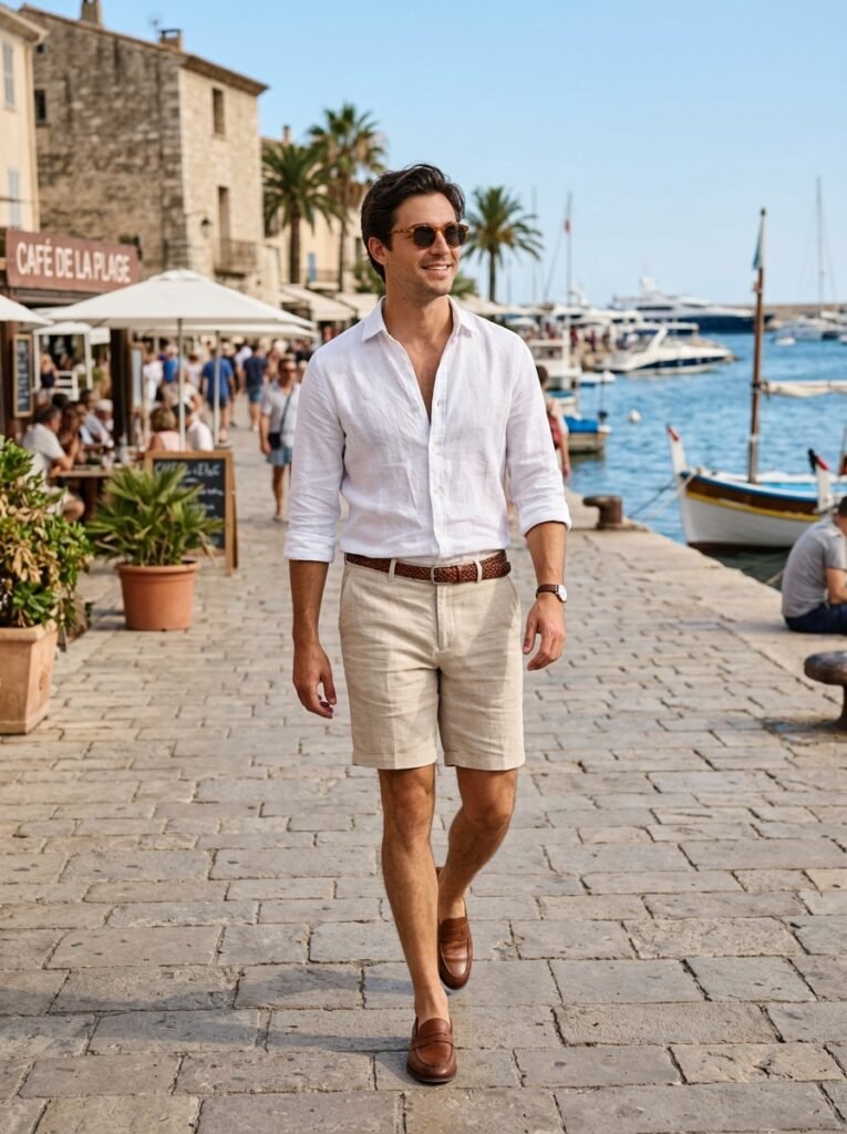 Linen-Shirt-With-Shorts. 