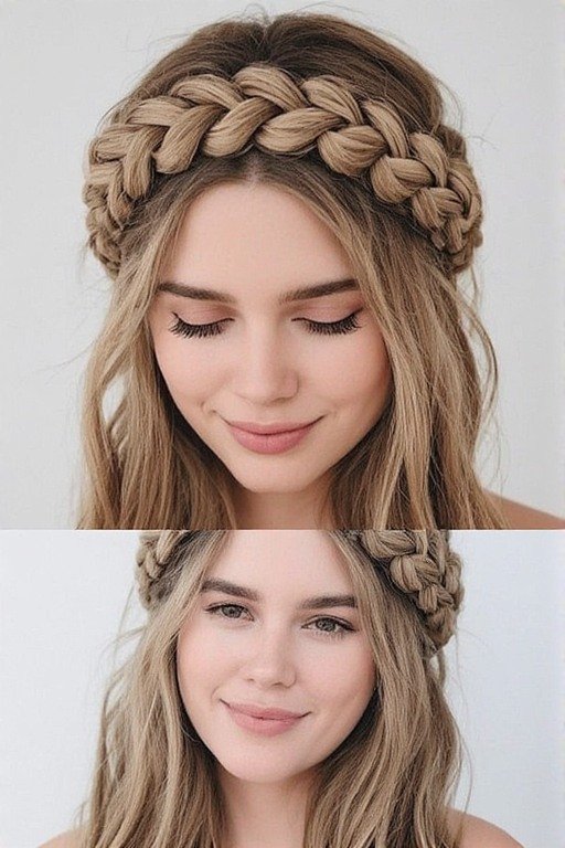 Loose Romantic Braided Crown Hairstyle