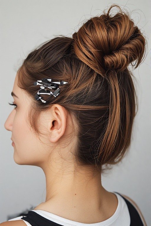 Messy Claw Clip Bun Sporty Hairstyle