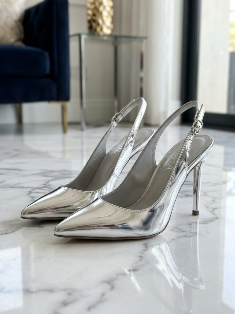 Metallic-Silver-Heels. 