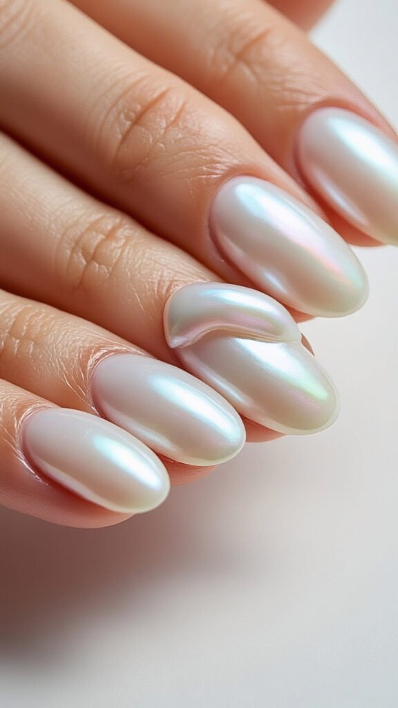 Milky Pearl Glazed Nails Art