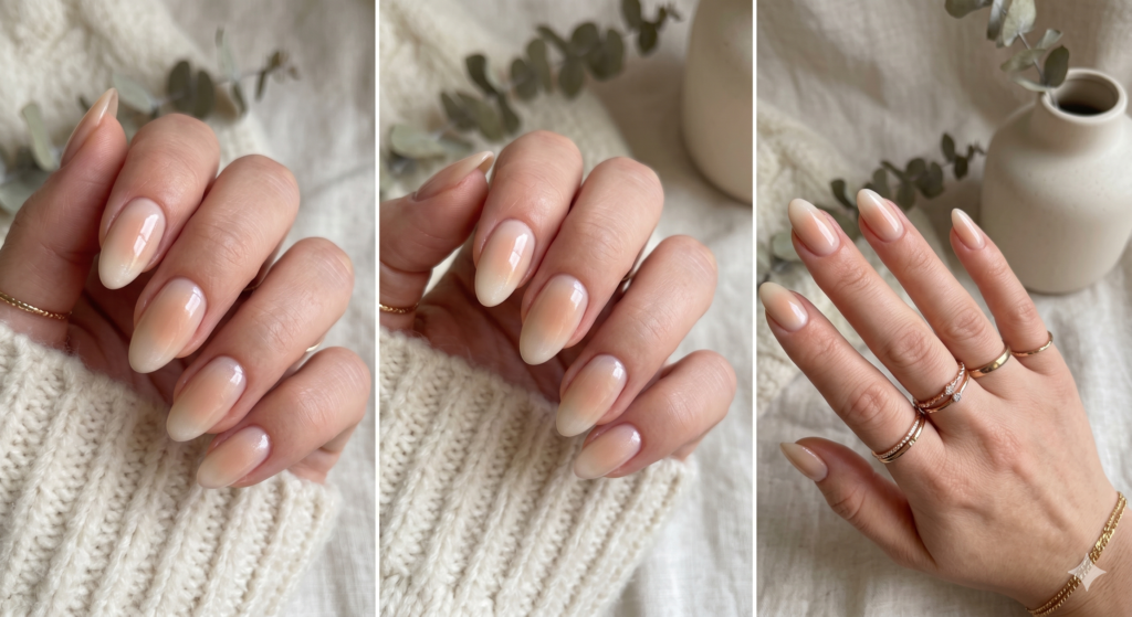 Nude Beige Aura Clean Girl Classic Nail Art