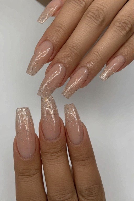 Nude Chrome Minimal Nails Art