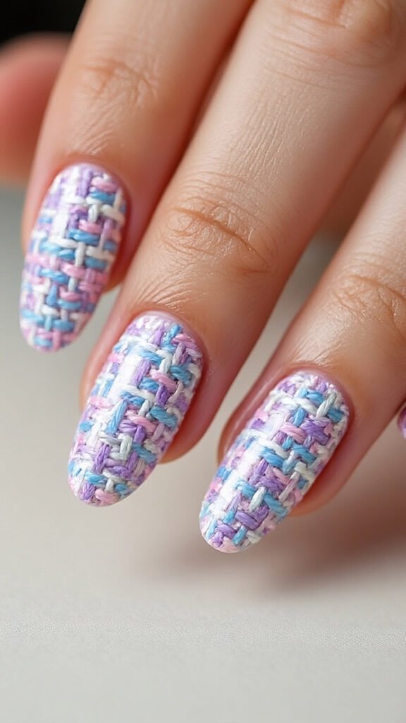 Pastel Tweed Nails Art