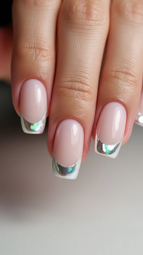 Pearl French Tip Nails Art